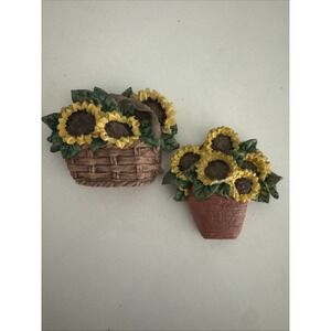 VTG Sunflower Ganz  Refrigerator Magnets Cottage Core Country Kitchen